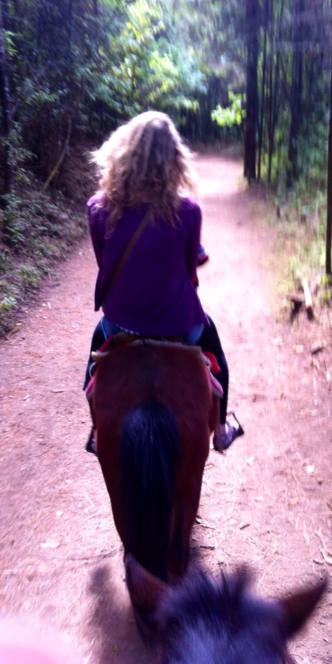 A very deceitful photo where it looks like I know how to ride a horse...